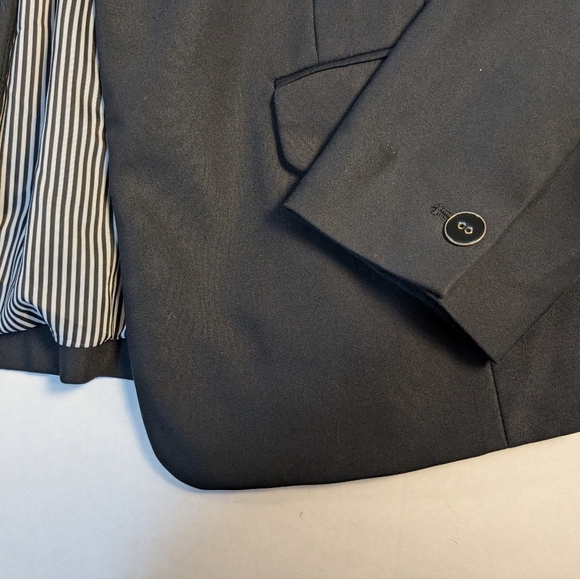 CHICOS Cotton Blend Black Jacket/ Blazer with Goldtone Zipper Accent SZ 1 Small - Picture 8 of 9